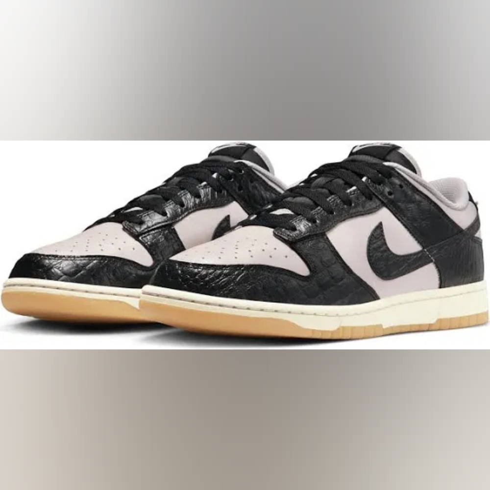 Nike Dunk Low LTD Pink Foam Black Croc Embossed Men's Sneakers - Picture 4 of 7